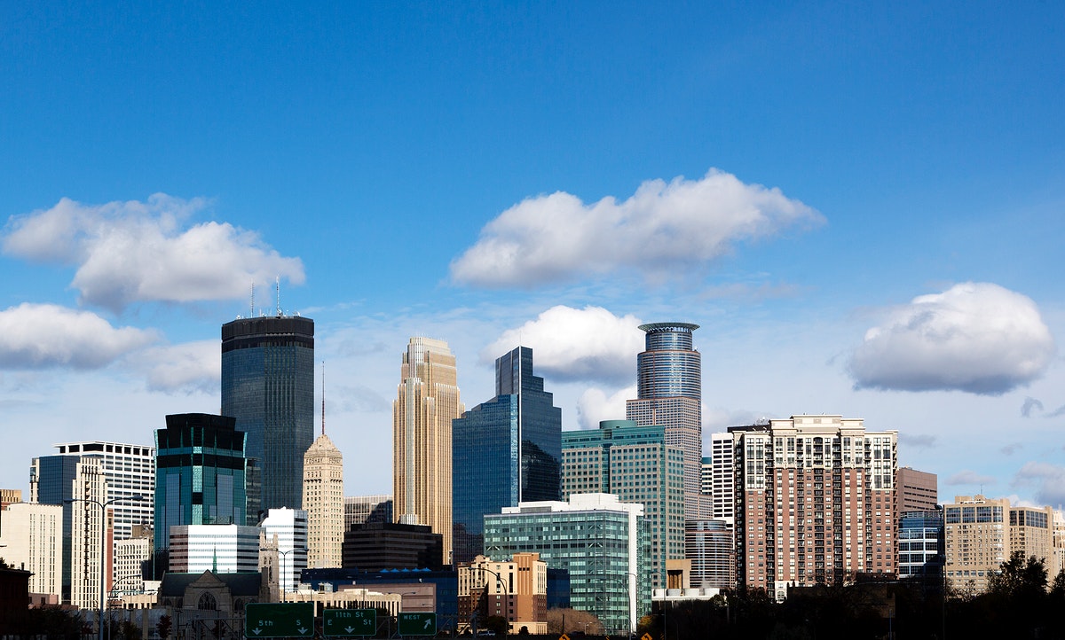 Skyline of Minneapolis, Minnesota Original image from Carol M. Highsmith&rsquo;s America, Library of Congress collection. Digitally enhanced by rawpixel.